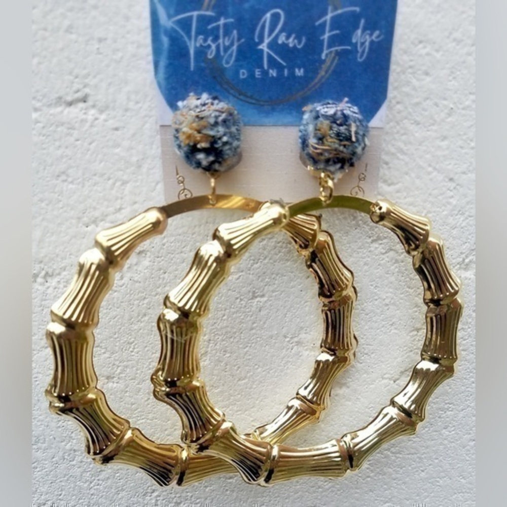 Denim & Bamboo Clip-On Dangles